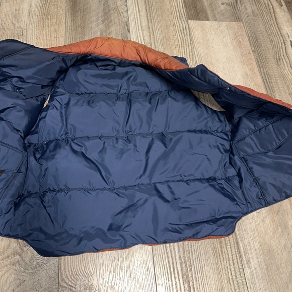 Vintage St Moritz down reversible brown navy blue puffer vest - Picture 8 of 10